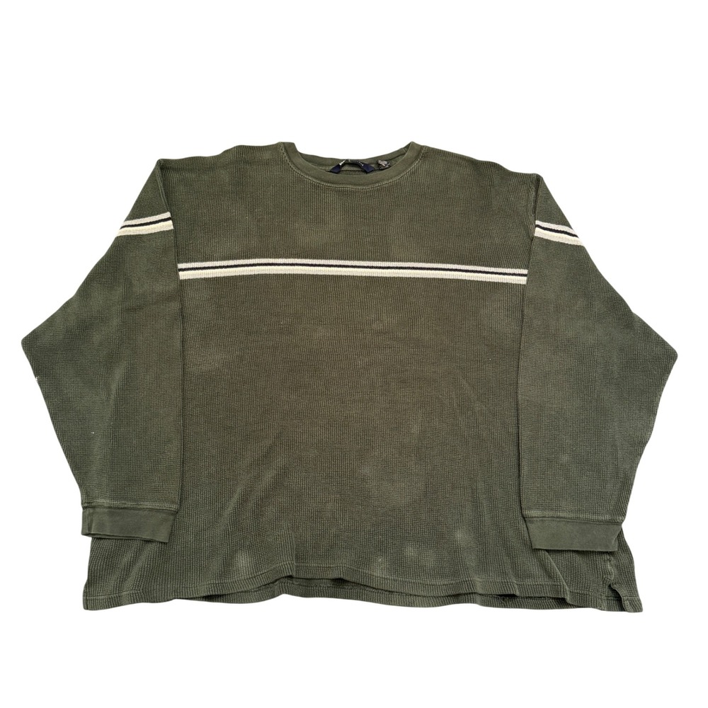 Vintage American Eagle Mens XXL Green Waffle Knit Thermal Long Sleeve Shirt